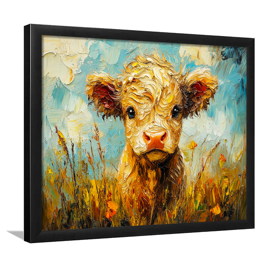 Baby Highland Cow Painting, Framed  Print, Painting Art, Framed Art Print Wall Decor, Framed Picture