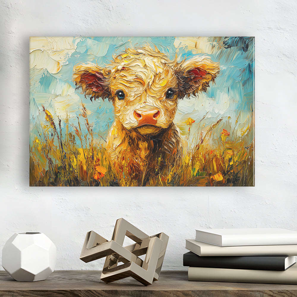 Baby Highland Cow Painting, Canvas Art Decor Print, Painting Art, Canvas Print Wall Art Home Decor
