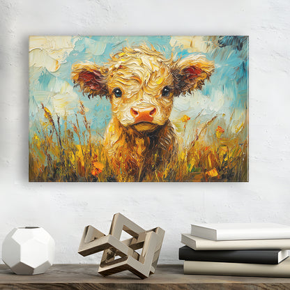 Baby Highland Cow Painting, Canvas Art Decor Print, Painting Art, Canvas Print Wall Art Home Decor