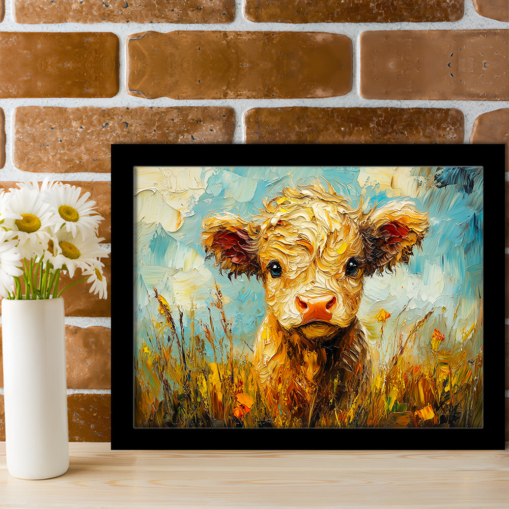 Baby Highland Cow Painting, Framed  Print, Painting Art, Framed Art Print Wall Decor, Framed Picture
