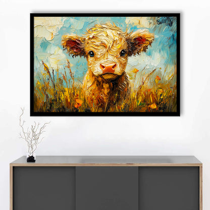 Baby Highland Cow Painting, Framed  Print, Painting Art, Framed Art Print Wall Decor, Framed Picture