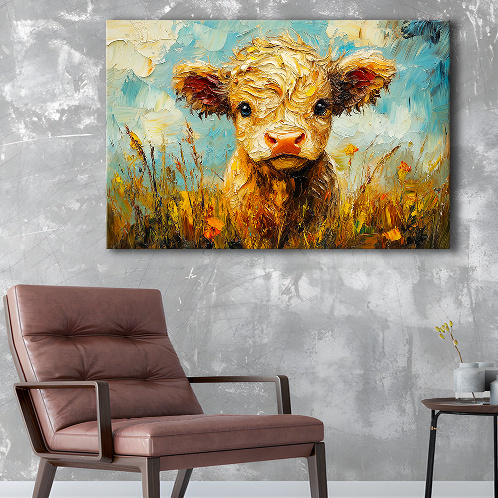 Baby Highland Cow Painting, Canvas Art Decor Print, Painting Art, Canvas Print Wall Art Home Decor