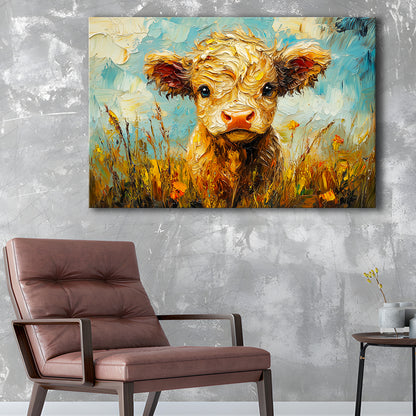 Baby Highland Cow Painting, Canvas Art Decor Print, Painting Art, Canvas Print Wall Art Home Decor