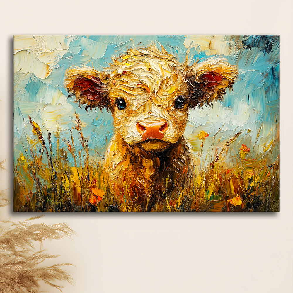 Baby Highland Cow Painting, Canvas Art Decor Print, Painting Art, Canvas Print Wall Art Home Decor