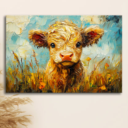 Baby Highland Cow Painting, Canvas Art Decor Print, Painting Art, Canvas Print Wall Art Home Decor