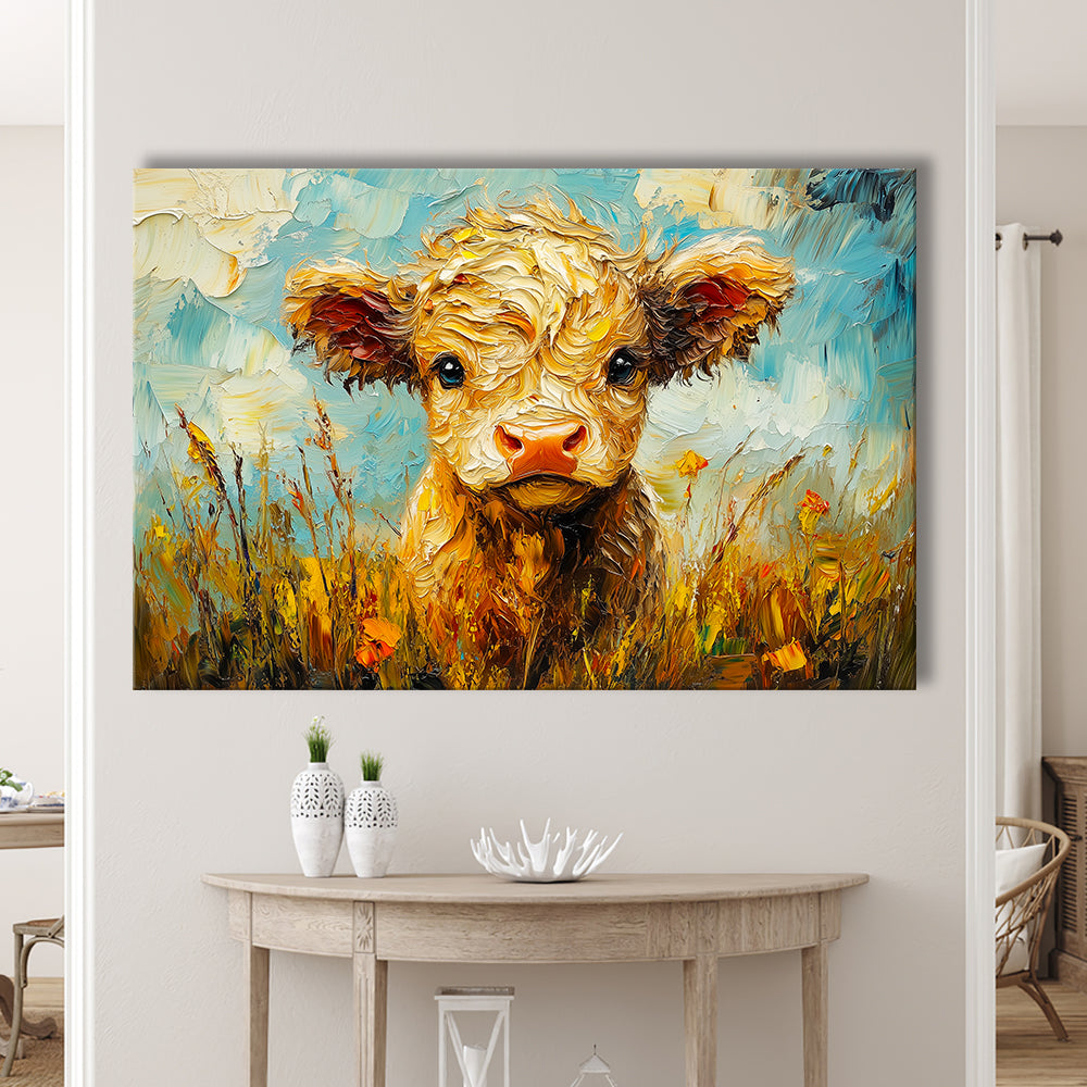 Baby Highland Cow Painting, Canvas Art Decor Print, Painting Art, Canvas Print Wall Art Home Decor