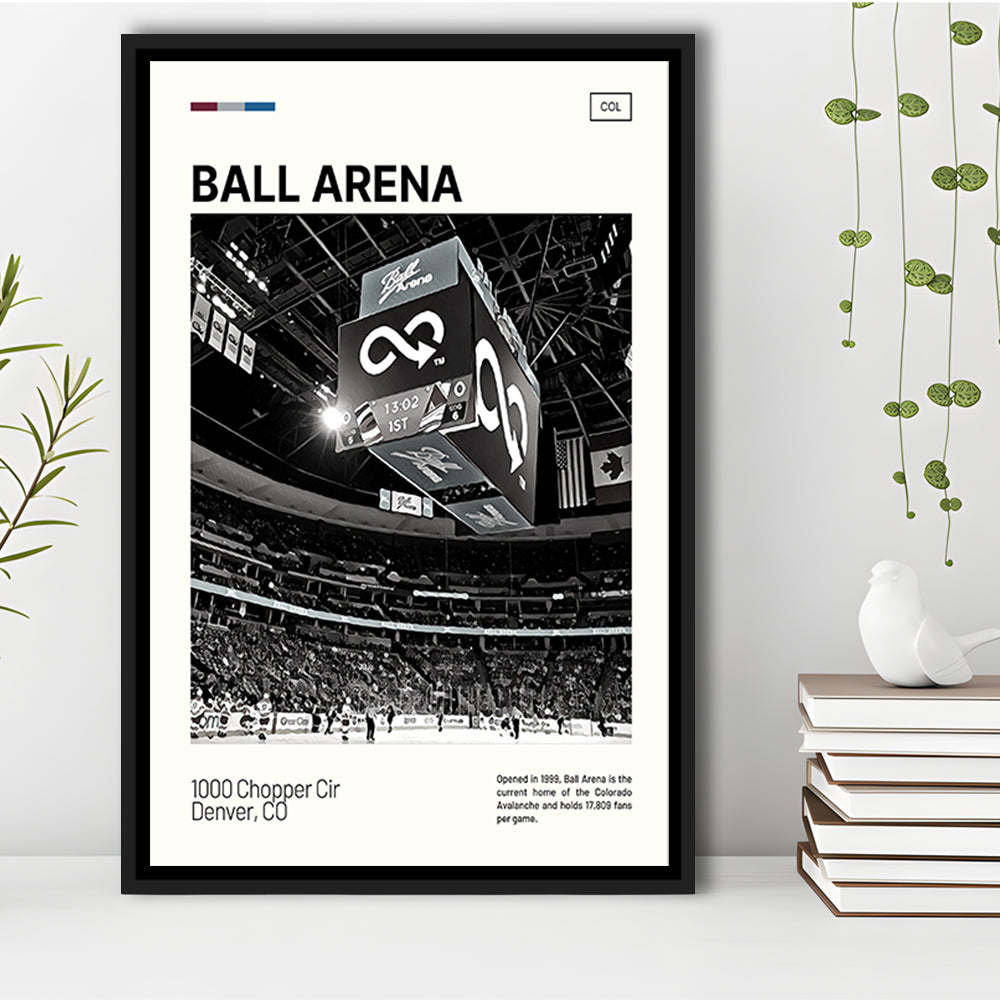 Ball Arena Stadium Print, Colorado Avalanche Stadium Canvas Art100, Man Cave Gift, Floating Framed Canvas Print Wall Art