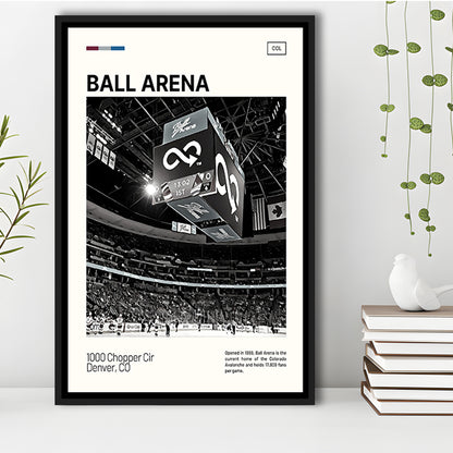 Ball Arena Stadium Print, Colorado Avalanche Stadium Canvas Art100, Man Cave Gift, Floating Framed Canvas Print Wall Art