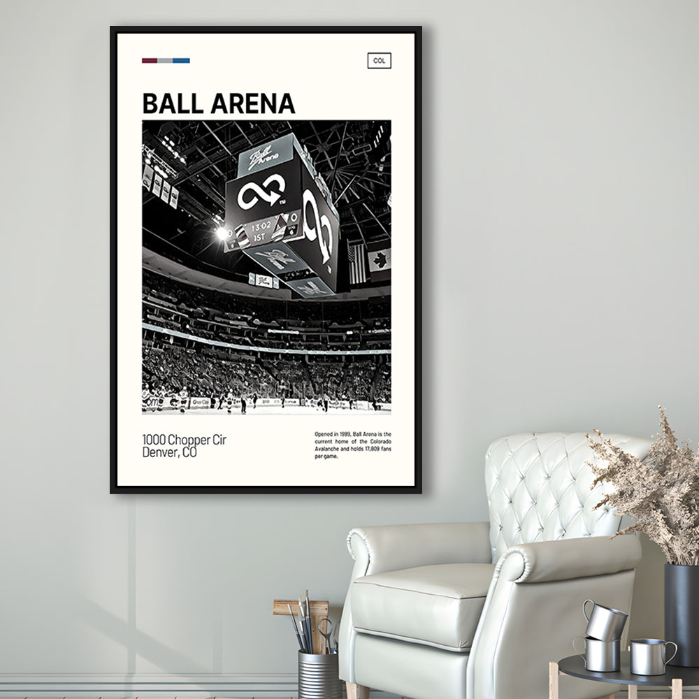 Ball Arena Stadium Print, Colorado Avalanche Stadium Canvas Art100, Man Cave Gift, Floating Framed Canvas Print Wall Art