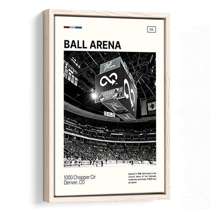 Ball Arena Stadium Print, Colorado Avalanche Stadium Canvas Art100, Man Cave Gift, Floating Framed Canvas Print Wall Art