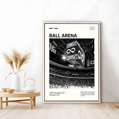 Ball Arena Stadium Print, Colorado Avalanche Stadium Canvas Art100, Man Cave Gift, Floating Framed Canvas Print Wall Art