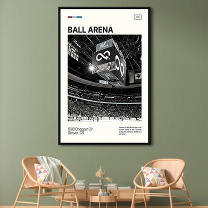 Ball Arena Stadium Print, Colorado Avalanche Stadium Canvas Art100, Man Cave Gift, Floating Framed Canvas Print Wall Art