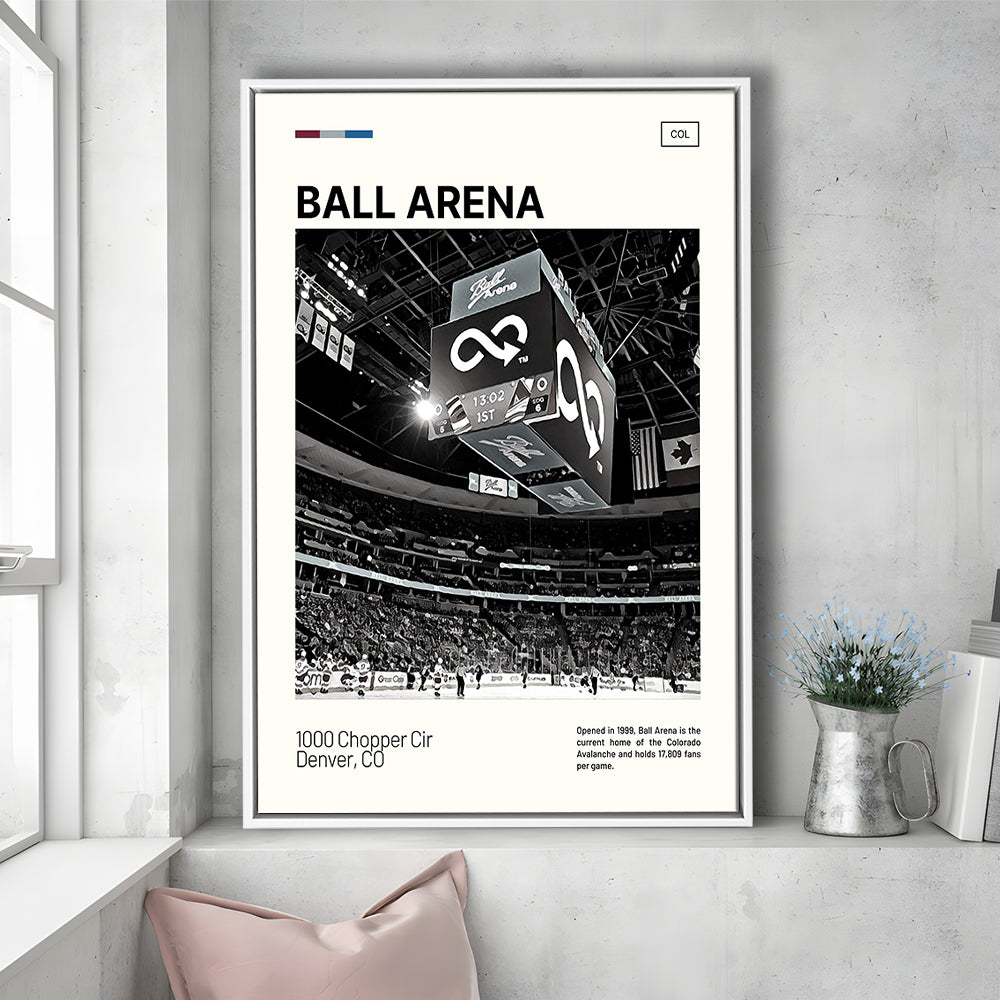 Ball Arena Stadium Print, Colorado Avalanche Stadium Canvas Art100, Man Cave Gift, Floating Framed Canvas Print Wall Art