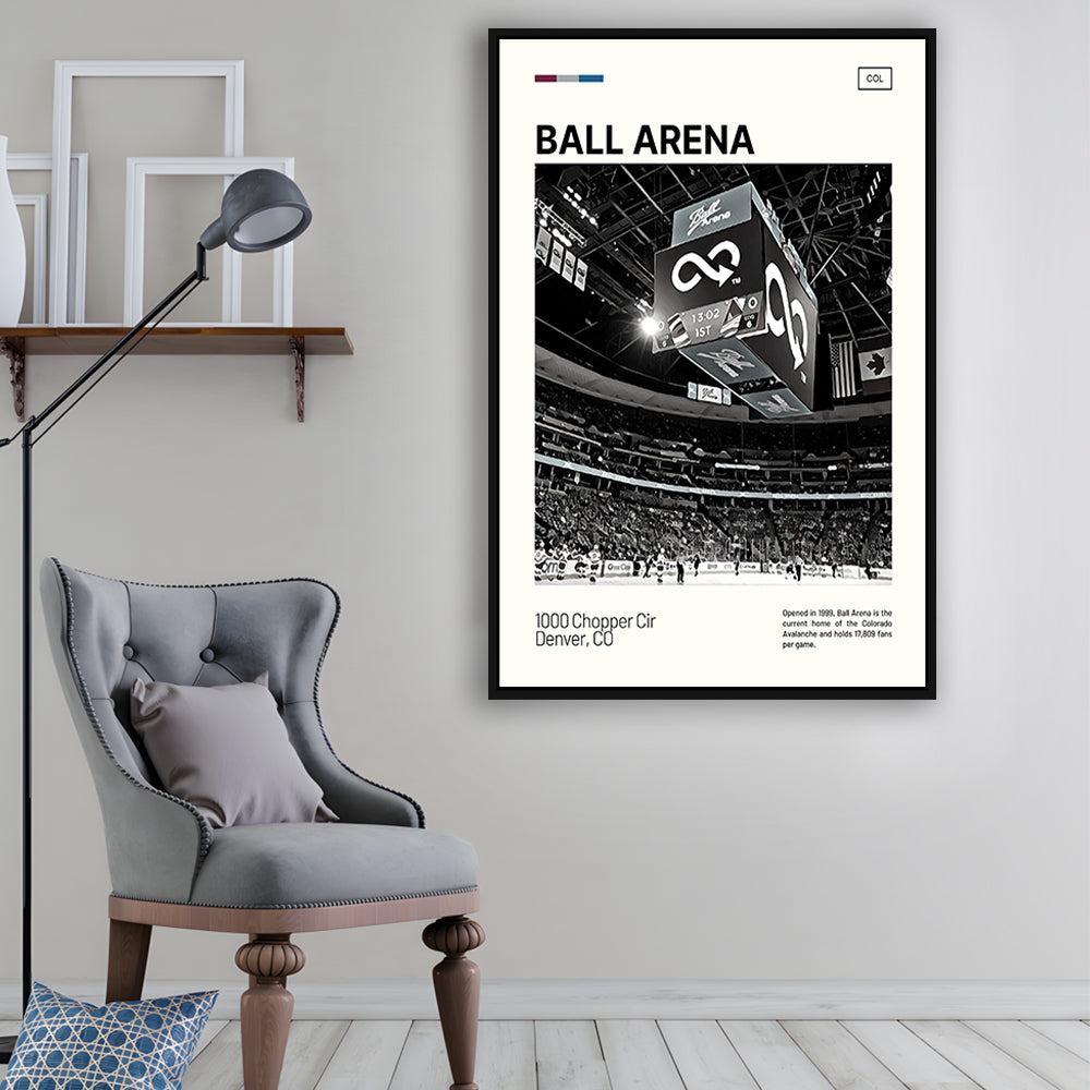 Ball Arena Stadium Print, Colorado Avalanche Stadium Canvas Art100, Man Cave Gift, Floating Framed Canvas Print Wall Art