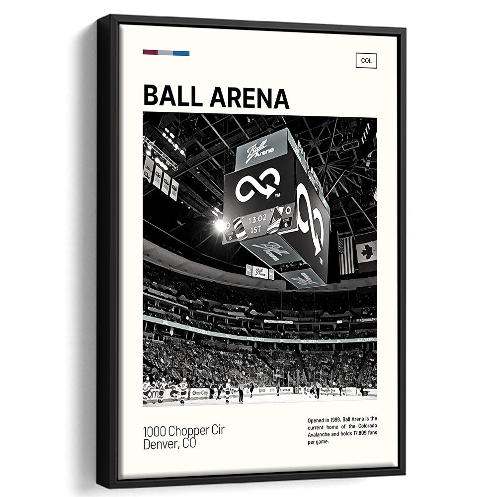 Ball Arena Stadium Print, Colorado Avalanche Stadium Canvas Art100, Man Cave Gift, Floating Framed Canvas Print Wall Art