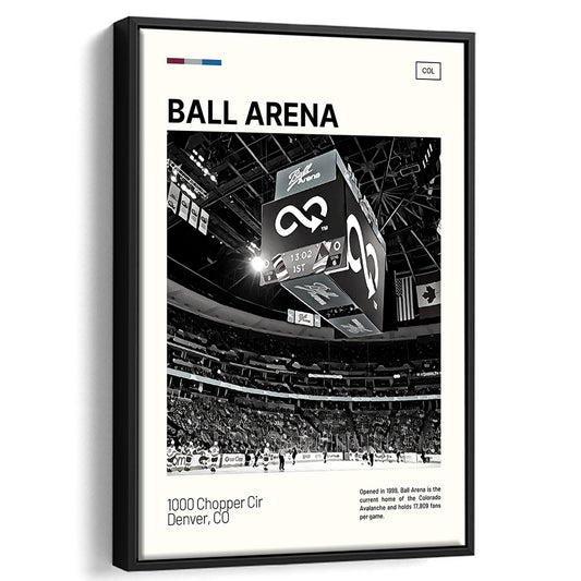 Ball Arena Stadium Print, Colorado Avalanche Stadium Canvas Art100, Man Cave Gift, Floating Framed Canvas Print Wall Art