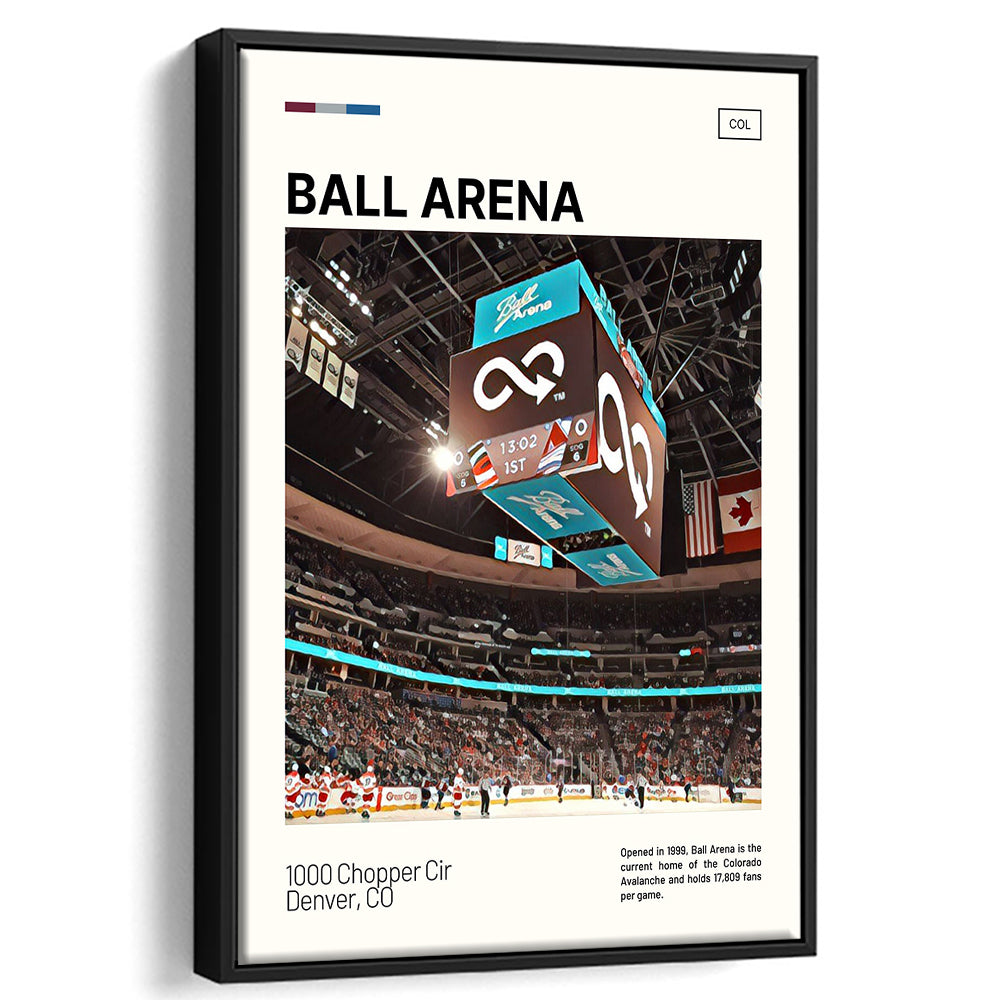Ball Arena Stadium Print, Colorado Avalanche Stadium Canvas Art, Man Cave Gift, Floating Framed Canvas Print Wall Art