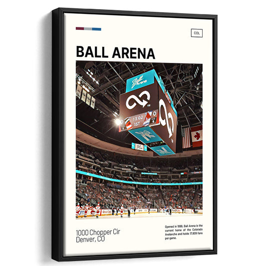 Ball Arena Stadium Print, Colorado Avalanche Stadium Canvas Art, Man Cave Gift, Floating Framed Canvas Print Wall Art