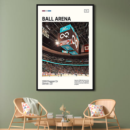 Ball Arena Stadium Print, Colorado Avalanche Stadium Canvas Art, Man Cave Gift, Floating Framed Canvas Print Wall Art