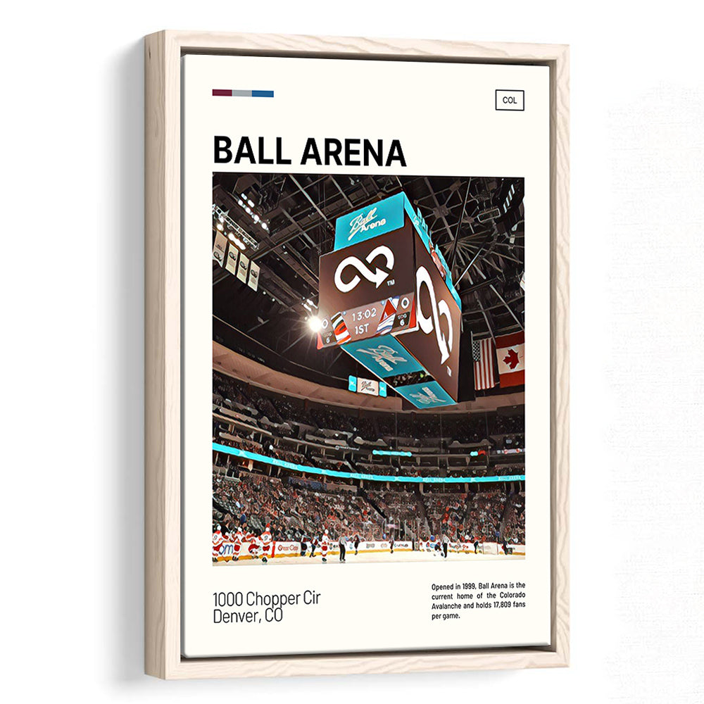 Ball Arena Stadium Print, Colorado Avalanche Stadium Canvas Art, Man Cave Gift, Floating Framed Canvas Print Wall Art