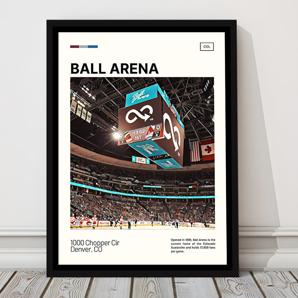 Ball Arena Stadium Print, Colorado Avalanche Stadium Canvas Art, Man Cave Gift, Floating Framed Canvas Print Wall Art