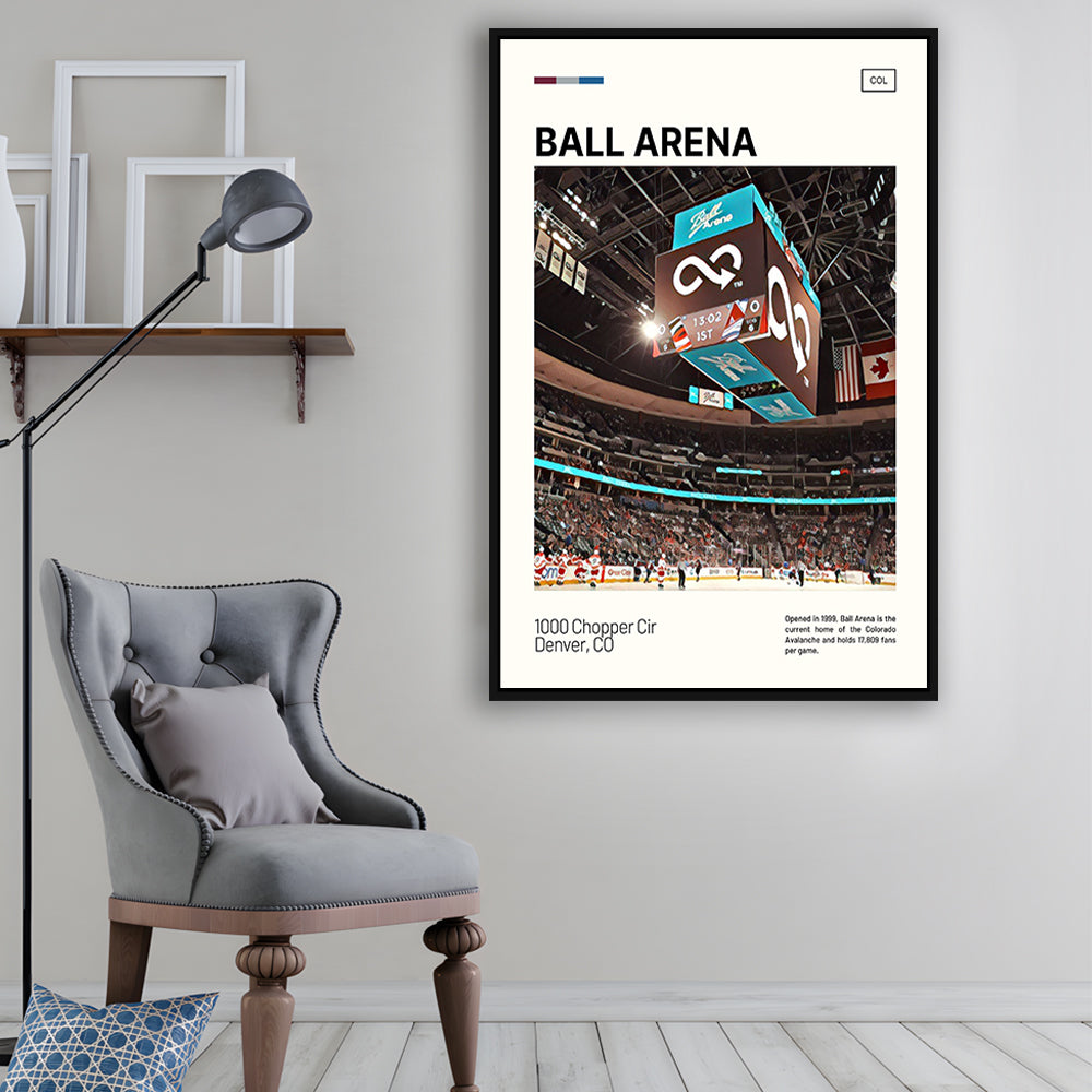 Ball Arena Stadium Print, Colorado Avalanche Stadium Canvas Art, Man Cave Gift, Floating Framed Canvas Print Wall Art