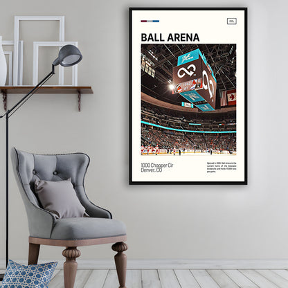 Ball Arena Stadium Print, Colorado Avalanche Stadium Canvas Art, Man Cave Gift, Floating Framed Canvas Print Wall Art