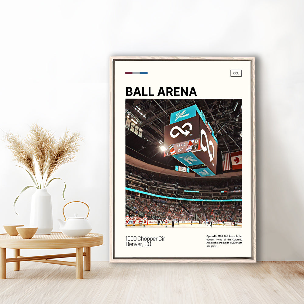 Ball Arena Stadium Print, Colorado Avalanche Stadium Canvas Art, Man Cave Gift, Floating Framed Canvas Print Wall Art