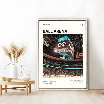 Ball Arena Stadium Print, Colorado Avalanche Stadium Canvas Art, Man Cave Gift, Floating Framed Canvas Print Wall Art