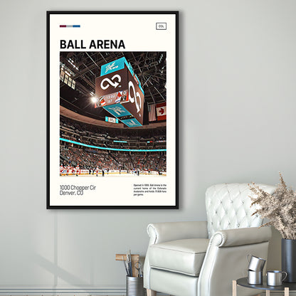 Ball Arena Stadium Print, Colorado Avalanche Stadium Canvas Art, Man Cave Gift, Floating Framed Canvas Print Wall Art