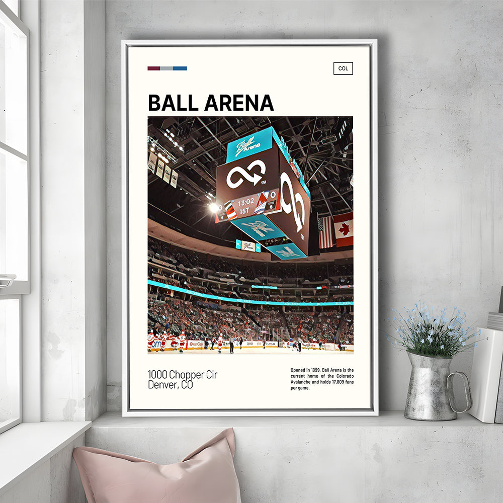 Ball Arena Stadium Print, Colorado Avalanche Stadium Canvas Art, Man Cave Gift, Floating Framed Canvas Print Wall Art