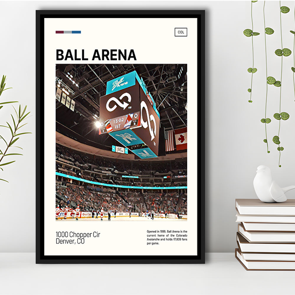 Ball Arena Stadium Print, Colorado Avalanche Stadium Canvas Art, Man Cave Gift, Floating Framed Canvas Print Wall Art