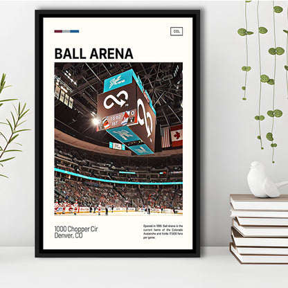 Ball Arena Stadium Print, Colorado Avalanche Stadium Canvas Art, Man Cave Gift, Floating Framed Canvas Print Wall Art