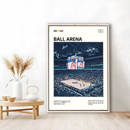 Ball Arena Stadium Print, Denver Nuggets Stadium Canvas Art, Man Cave Gift, Floating Framed Canvas Print Wall Art