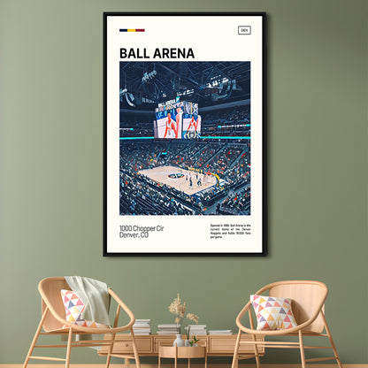 Ball Arena Stadium Print, Denver Nuggets Stadium Canvas Art, Man Cave Gift, Floating Framed Canvas Print Wall Art