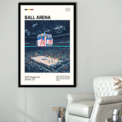 Ball Arena Stadium Print, Denver Nuggets Stadium Art, Gifts for him, Sport Art, Framed Art Print Wall Decor