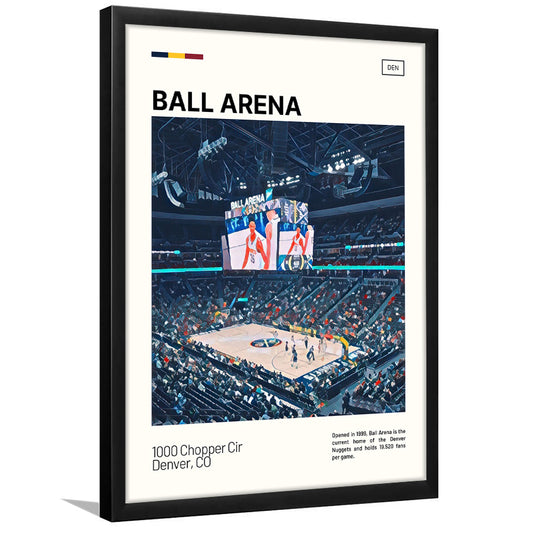 Ball Arena Stadium Print, Denver Nuggets Stadium Art, Gifts for him, Sport Art, Framed Art Print Wall Decor