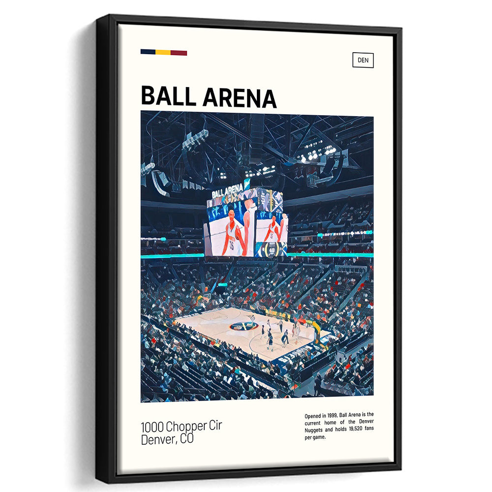 Ball Arena Stadium Print, Denver Nuggets Stadium Canvas Art, Man Cave Gift, Floating Framed Canvas Print Wall Art