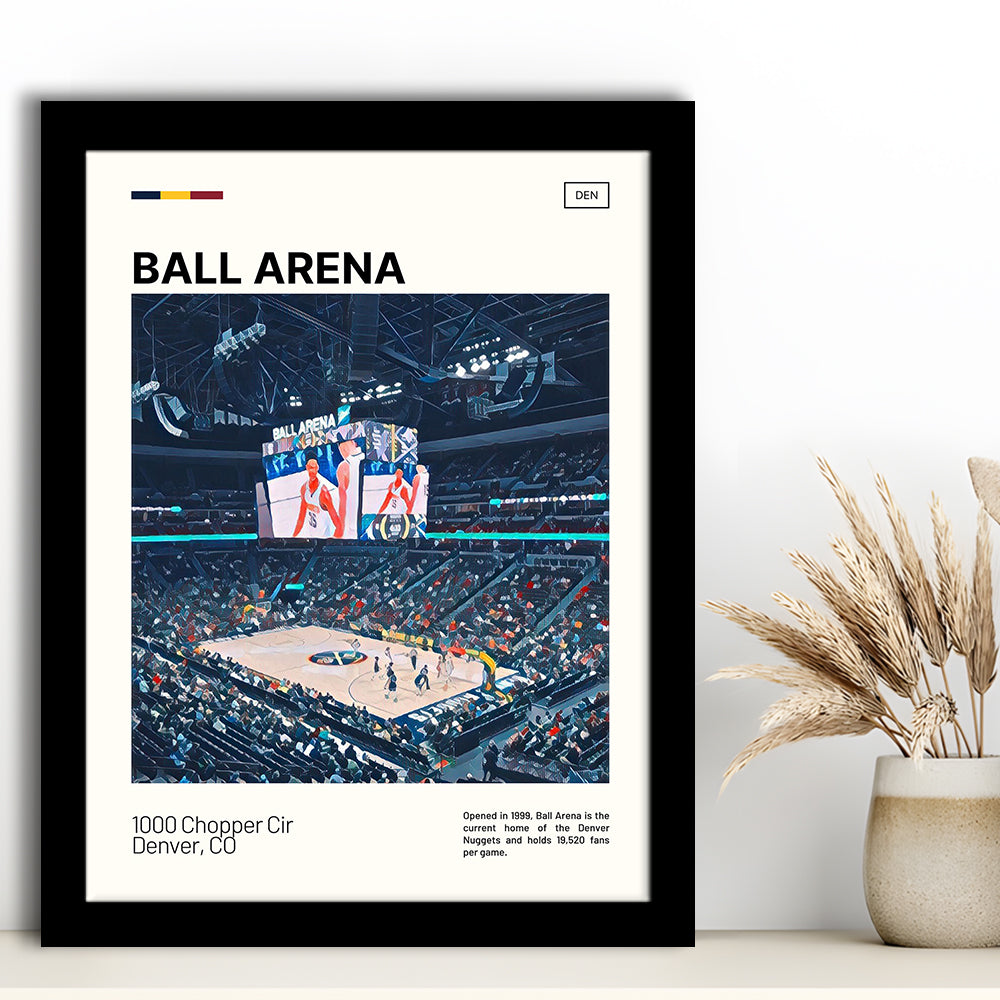 Ball Arena Stadium Print, Denver Nuggets Stadium Art, Gifts for him, Sport Art, Framed Art Print Wall Decor