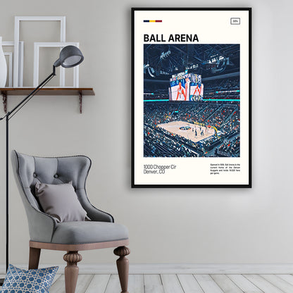 Ball Arena Stadium Print, Denver Nuggets Stadium Canvas Art, Man Cave Gift, Floating Framed Canvas Print Wall Art