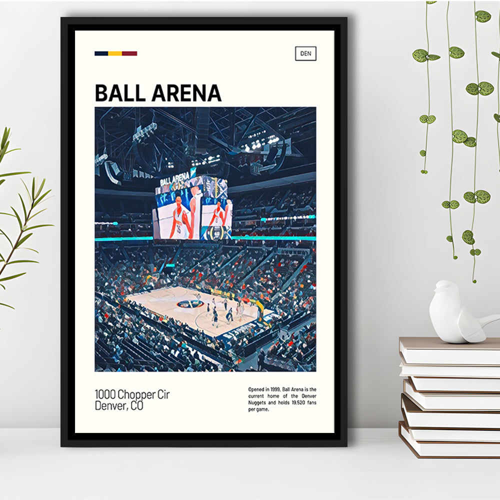 Ball Arena Stadium Print, Denver Nuggets Stadium Canvas Art, Man Cave Gift, Floating Framed Canvas Print Wall Art