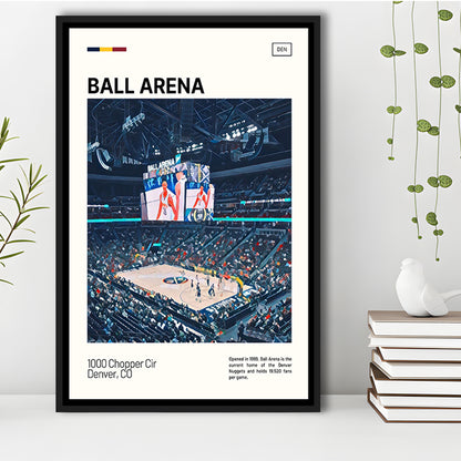 Ball Arena Stadium Print, Denver Nuggets Stadium Canvas Art, Man Cave Gift, Floating Framed Canvas Print Wall Art