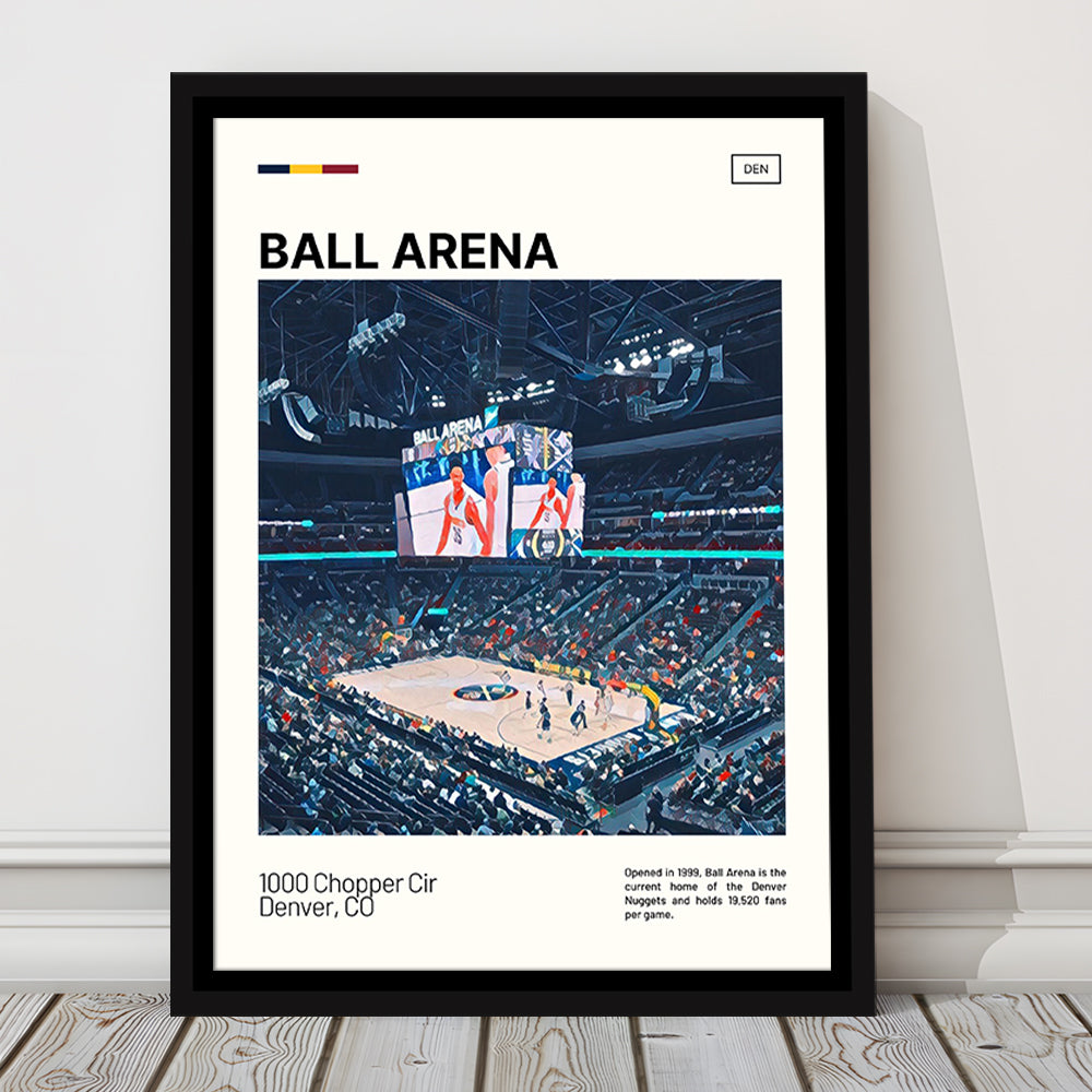 Ball Arena Stadium Print, Denver Nuggets Stadium Canvas Art, Man Cave Gift, Floating Framed Canvas Print Wall Art
