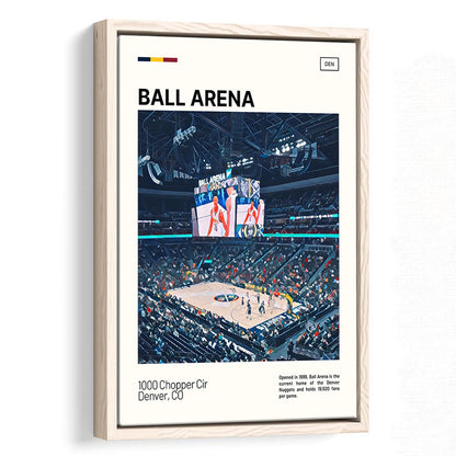 Ball Arena Stadium Print, Denver Nuggets Stadium Canvas Art, Man Cave Gift, Floating Framed Canvas Print Wall Art