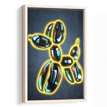 Balloon Dog Pop Art, Neon Sign Effect Art, Framed Canvas Print, Floating Frame, Luxury Wall Art Decor