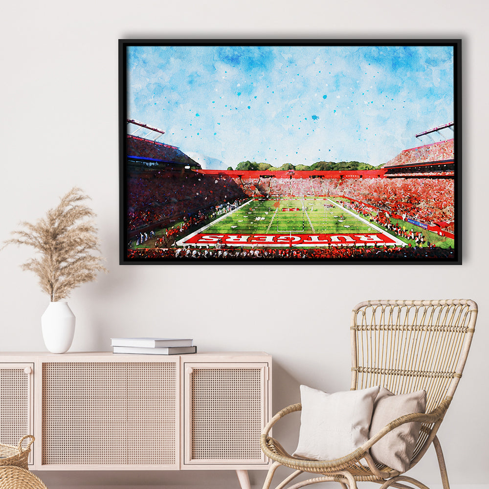 Ballpark Stadium On Rutgers In New Jersey, Framed Canvas Print, Painting Art, Floating Framed Canvas Print Wall Art