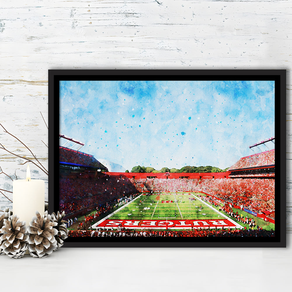 Ballpark Stadium On Rutgers In New Jersey, Framed Canvas Print, Painting Art, Floating Framed Canvas Print Wall Art