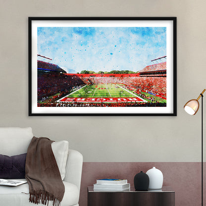 Ballpark Stadium On Rutgers In New Jersey, Framed  Print, Painting Art, Framed Art Print White Border Wall Decor