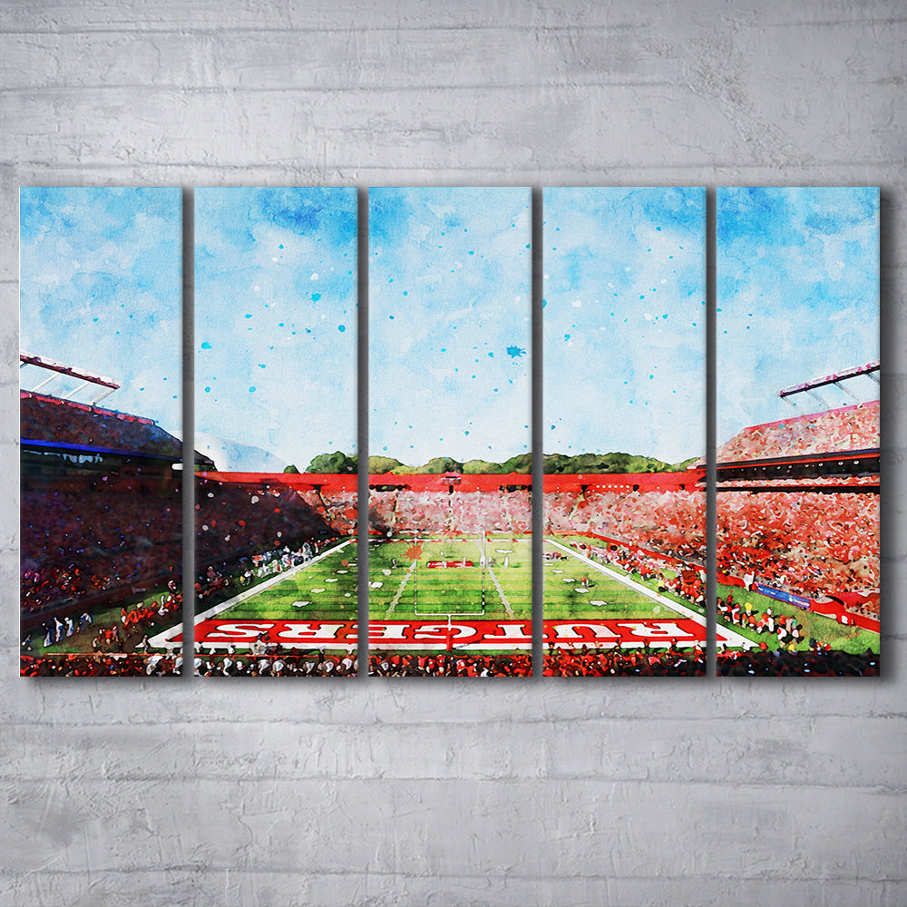 Ballpark Stadium On Rutgers In New Jersey, Canvas Art Print, Painting Art, Multi Panels Canvas Print Wall Art