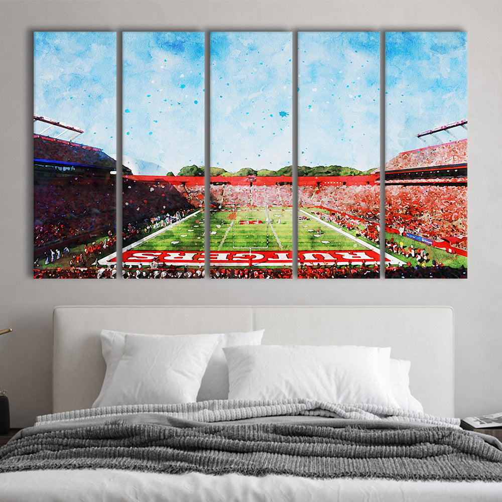 Ballpark Stadium On Rutgers In New Jersey, Canvas Art Print, Painting Art, Multi Panels Canvas Print Wall Art